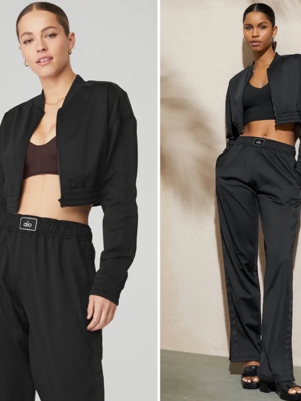 Alo Yoga Track Pants Prize Winner Pant Wide Leg in Black